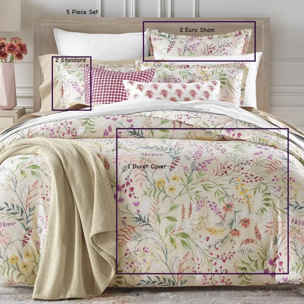 NIB $455 Sky [ 5 Piece Set ] Sky Autumn Posies Duvet Cover Set + Shams‎